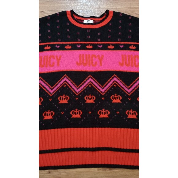 Juicy Couture Sweater Womens 3XL Plus Holiday Crew Neck Pullover Festive Print - Picture 3 of 14